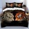 Tiger Faces Mirroring Each Other. Bedding Sets Duvet Cover Sets Duvet Covers Pillowcases(1 * Duvet Cover 2 * Pillowcases Without Duvet Insert)