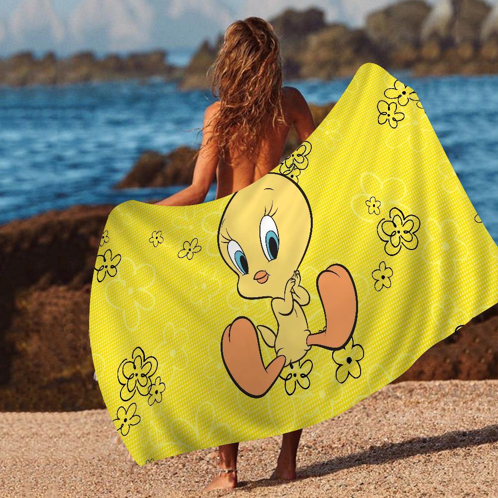 Yellow Cartoon T-Tweetys Bird Beach Towels Shower Towel Sauna Travel Spa Microfiber Quick Dry Gym Accessories Cute Room Decor