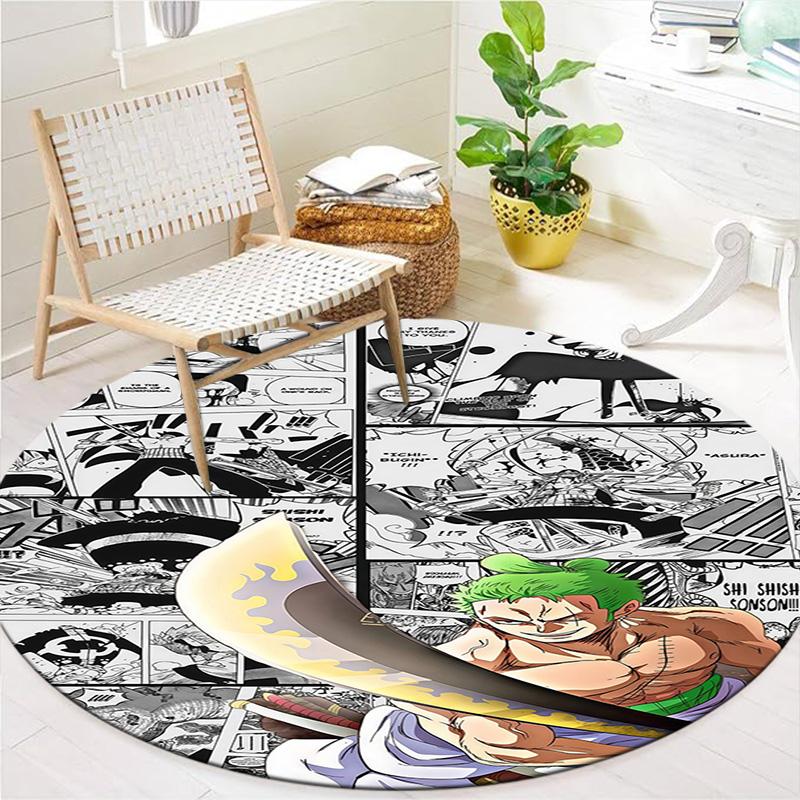 Roronoa Zoro Round Area Rug Carpet Rug For Living Room Bedroom Sofa Playroom Decor Nonslip Floor Mat