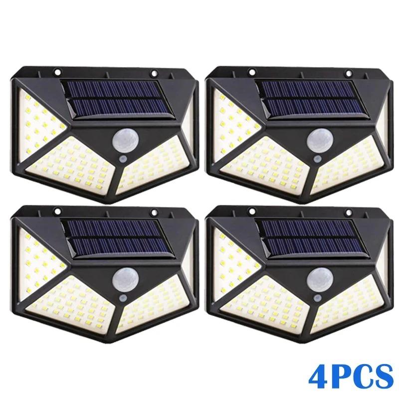 Outdoor 100 LED Wall Light Intelligent Human Body Sensing Solar Wall Light Outdoor Waterproof Courtyard Lighting Street Light
