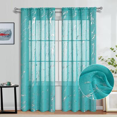 Cortinas Transpirables 2025 con Patrón de Mármol Plateado, Cortinas Visillo con Ojales, Cortinas Visillo Semi-Opacas