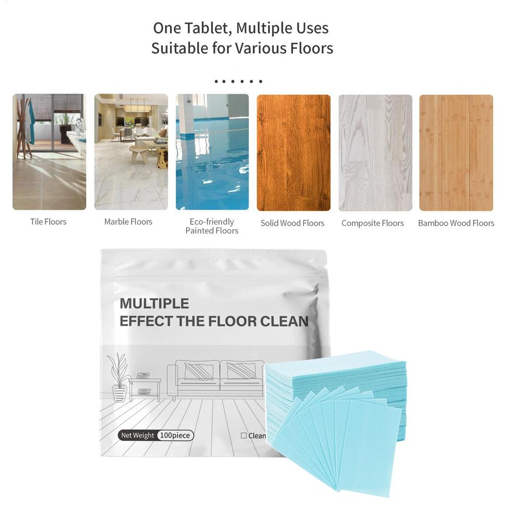 100pcs Floor Cleaner Tablets Brightening Fragrance Retention Dissolvable Bathroom Kitchen Deodorant Dirt Toilet Cleaning Sheets
