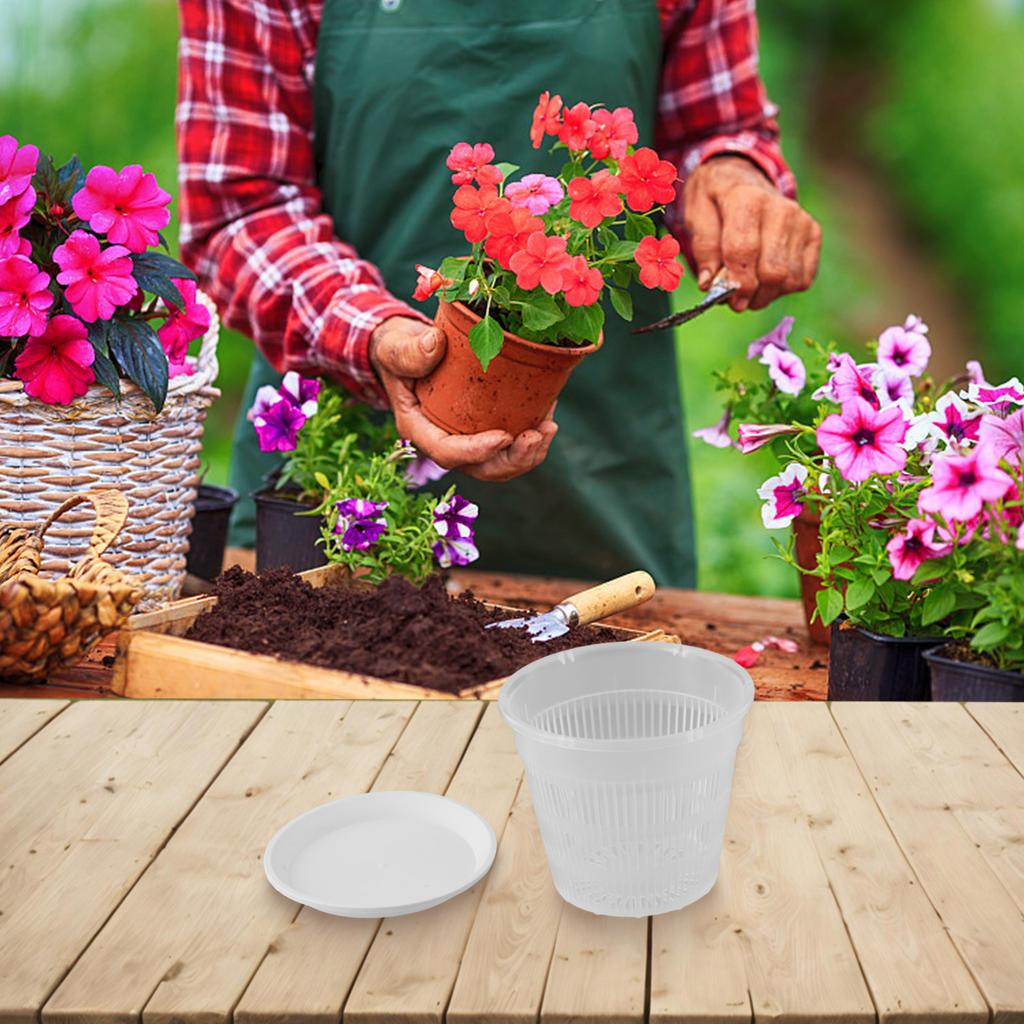 Catch Excess Water Drainage Holes Matching Saucer Multiple Uses Clear Plastic Pots Guides Root Growth Internal Air Circulation