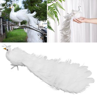 Gift White Simulation White Peacock Beautiful Christmas Christmas Tree Decoration Wedding Home Decoration Real Feather Pendant