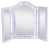 Trifold Tabletop Mirror, 73x53.5cm Makeup Mirror Large Cosmetic W/16 LED Lights Powered by Batteries, Foldable For Bedroom, White