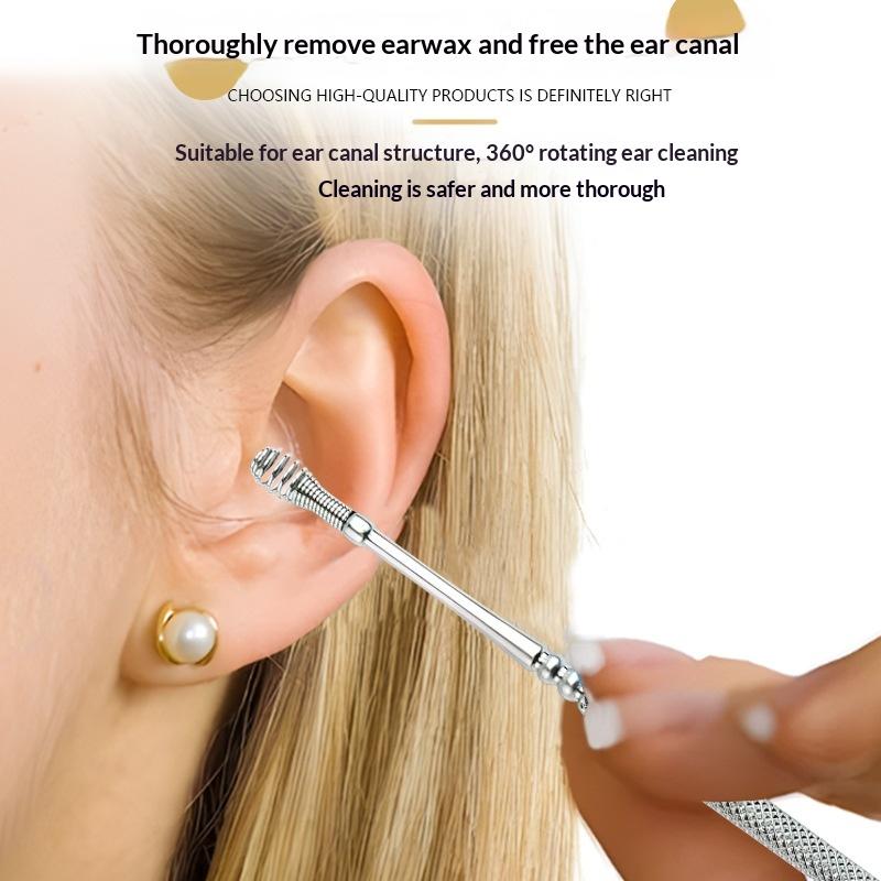 7Pcs Stainless Steel Ear Pick Spoon Ear Wax Cleaner Health Care Removal Curette Ear Earwax Remover Cleaning Selection Tools