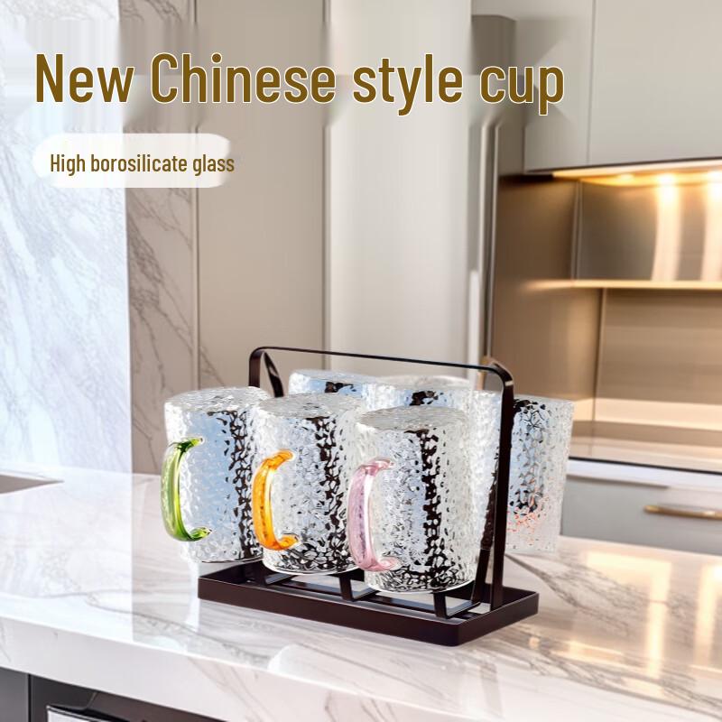 Hammered High Borosilicate Glass Mug with Handle