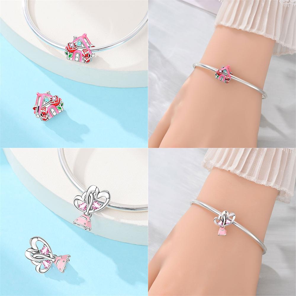 Charm Bead Charms Plata Originales Pink Bouquet House Bead Charms Ideal For Charm Bead Charms copper Bracelets Bead Charms Jewellery Making Womens Gi