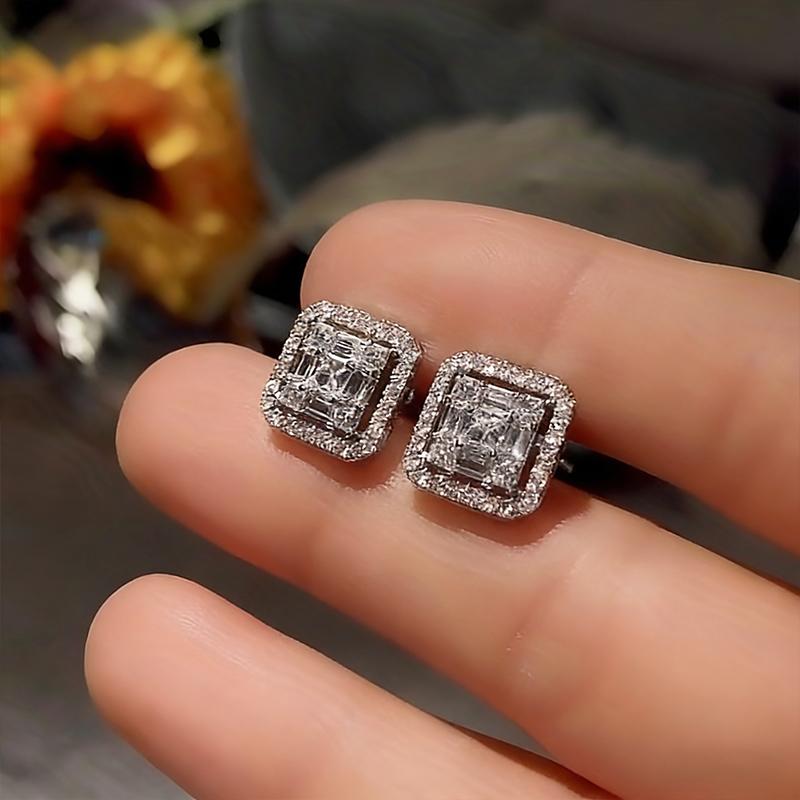 Exquisite, fashionable, personalized, creative square earrings, sweet ladies' creative temperament, versatile party earrings