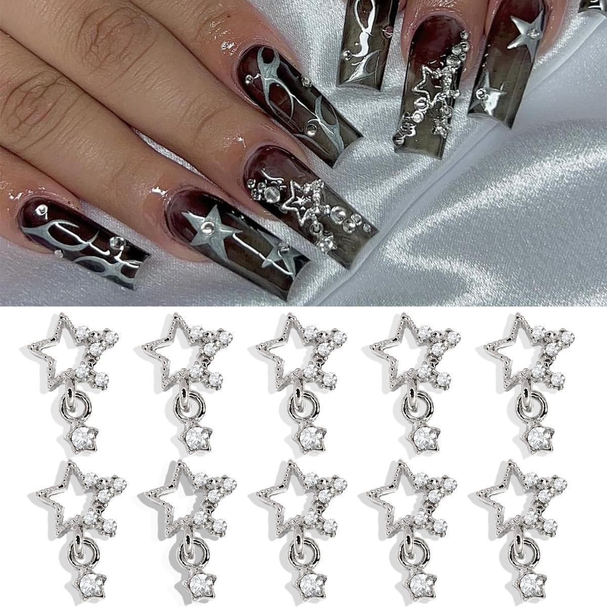 

3D Изысканная сердечная корона из пятиконечных стразов, подвески для ногтей, роскошные золотые/серебряные бриллиантовые украшения, аксессуары для украшения ногтей