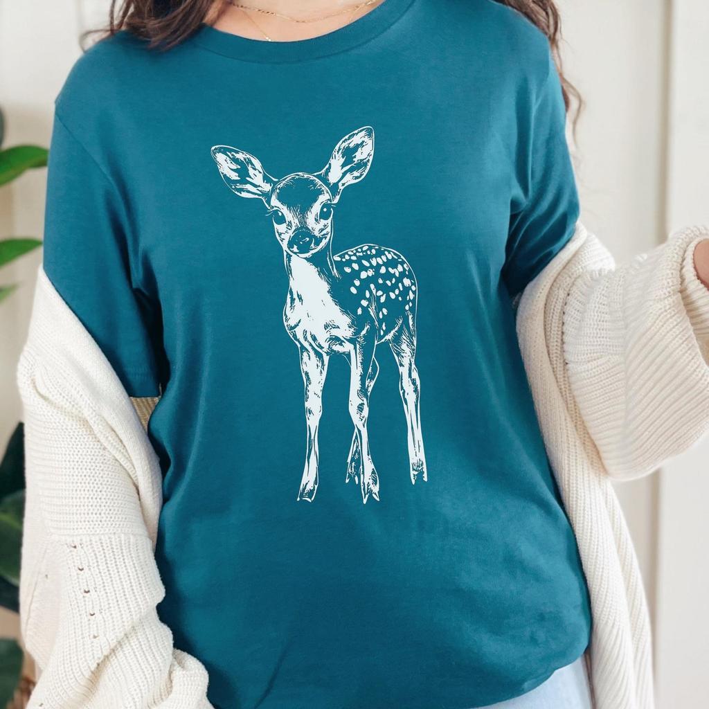 Vintage Deer Fawn T-Shirt: Boho Forest Animal Graphic Tee
