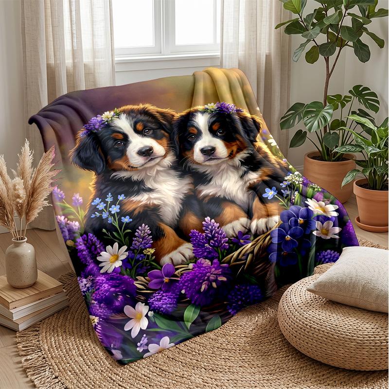 Sunglass Dog Holding Soccer Ball Theme blanket Lightweight Warm Flannel Blanket Decorative Throw Blanket for Home Decoration