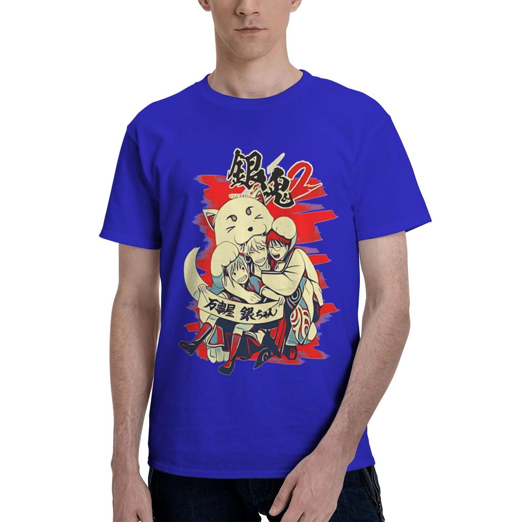 Gintama Men T Shirts Gintama Funny Tee Shirt Short Sleeve Round Collar Cotton Birthday Present Clothing TShirt