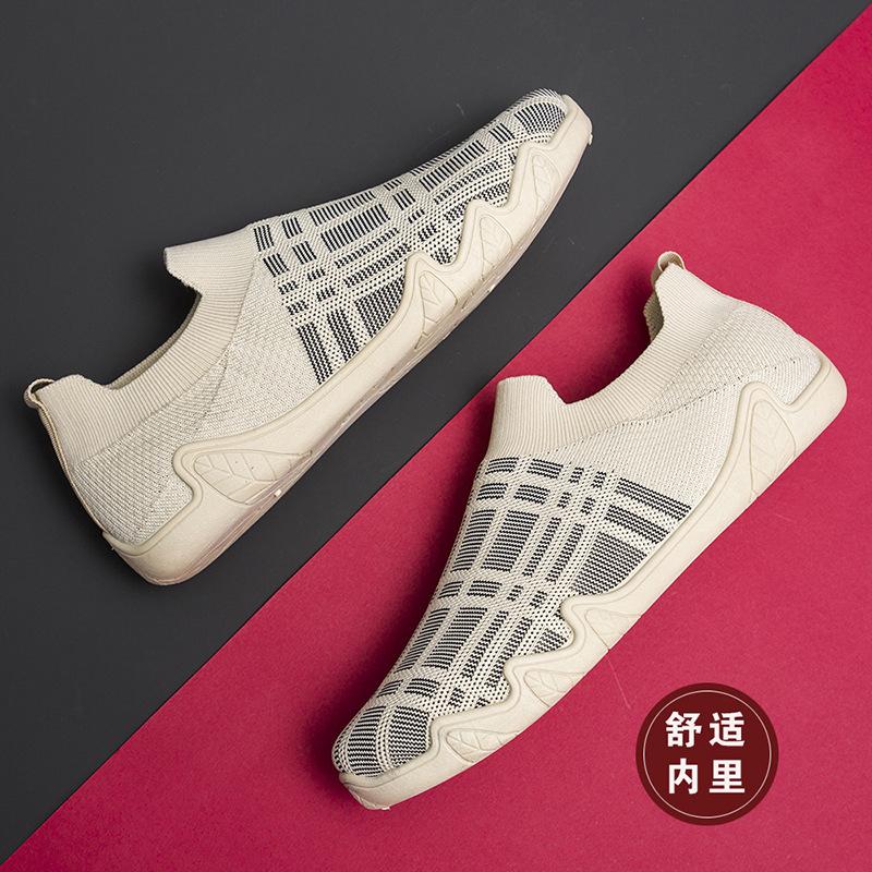 

Мужская обувь осенняя универсальная сетчатая повседневная обувь на плоской подошве без шнурков ленивая обувь с одной педалью из ткани Old Beijing 39 бежевый