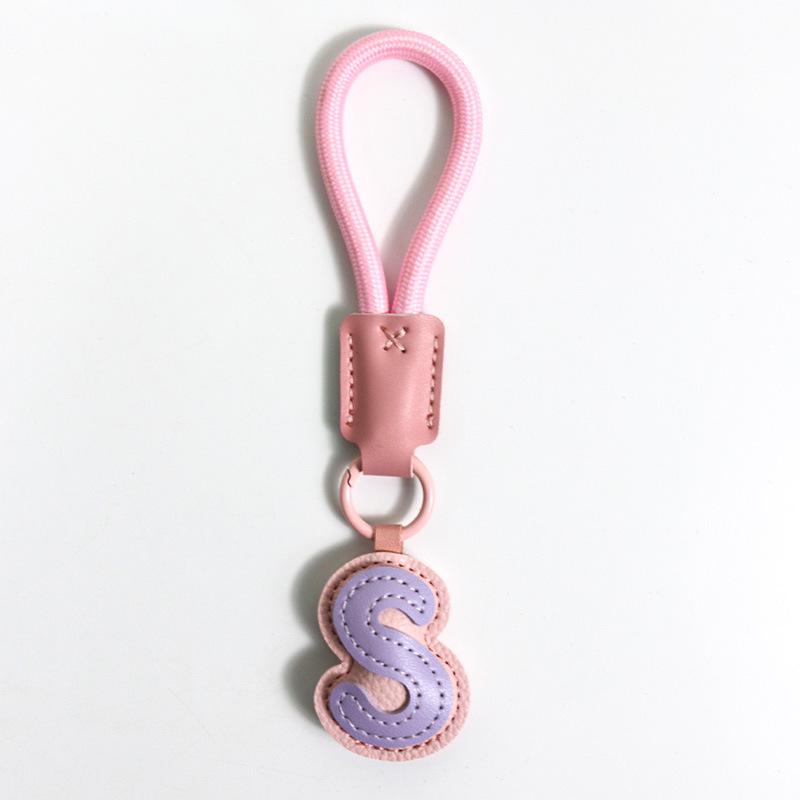 High-End Leather Alphabet Keychain Bag Pendant