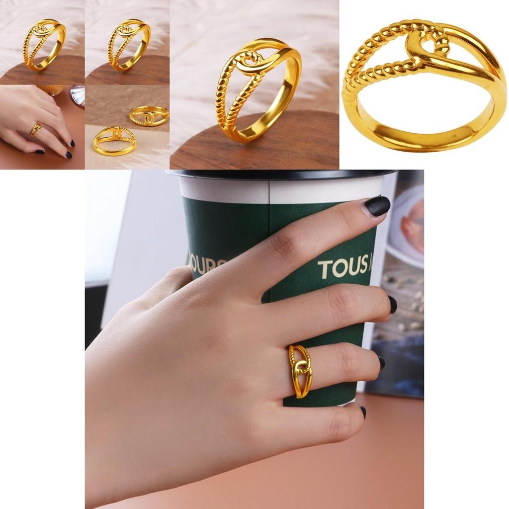 Chic Brass Gold Plated Twist Design Couple Ring Ideal For Fashion Forward Women