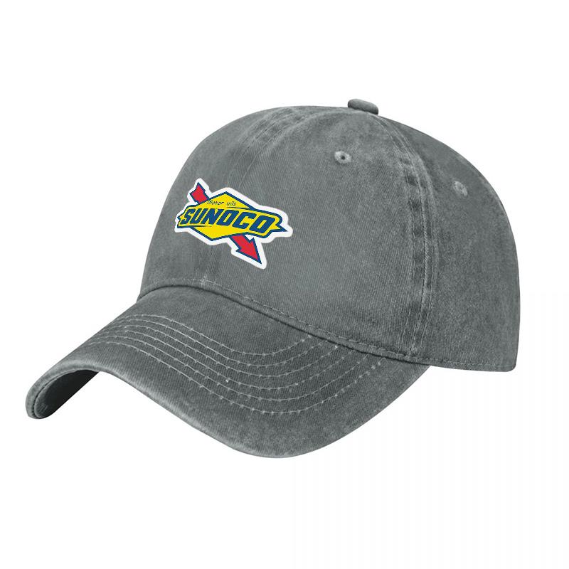 SUNOCO Logo Washed Canvas Baseball Cap Classic Black Adjustable Fit Unisex Hat with Embroidered Brand Design for Everyday Wear