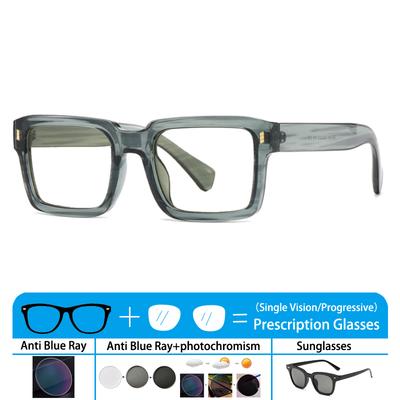 Men's Women's Fashion Square Myopia Hyperopia Glasses Photochromic Optics Prescription Glasses Anti Blue Light Filter Glasses