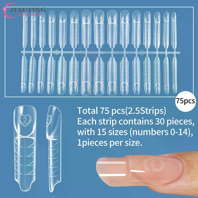 Space French Dual Forms 15 Sizes Clear Reusable Dual System Molds Fake Nails For Nail Extension DIY 30/60/75/90/120/150/180Pcs