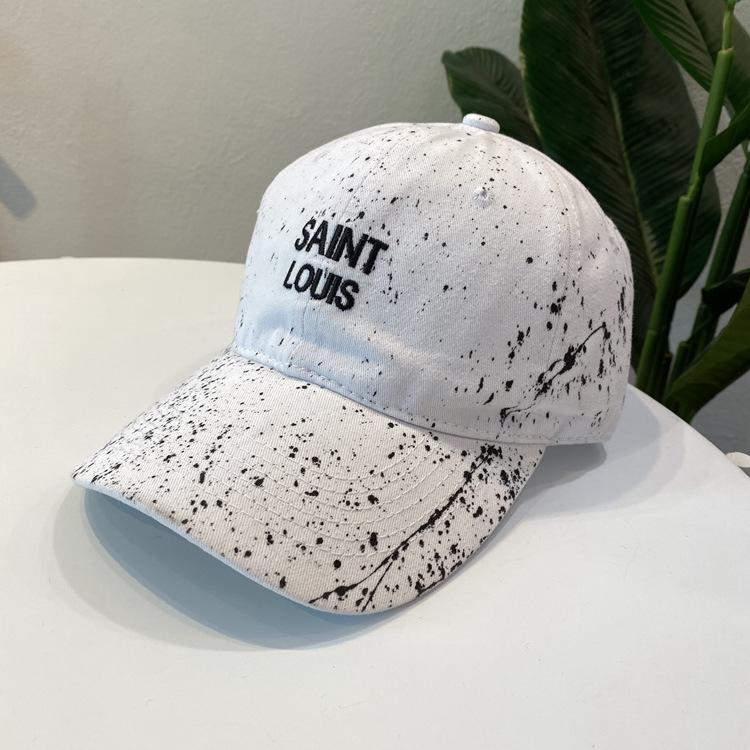 splashing ink spots art style cap style personality hip hop curved brim hat outdoor sports soft top baseball cap tide