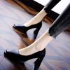Professional OL square head black high heels spring 2025 new temperament women's medium heel work shoes thick heel single shoes