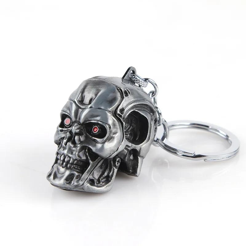 Creative Fashion Movie Merchandise Metal Skull Terminator Keychain for Men Punk Style Hip Hop Rock Key Rings Model Accessory