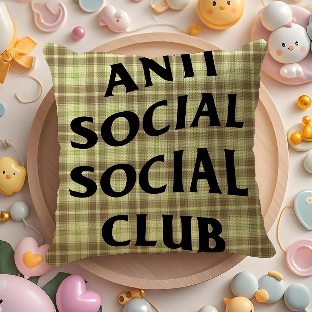 Cool AANTI SOCIAL SOCIAL CLUB Pillow Case Pattern Printed Pillowcase for Living Room Sofa Cushion Cover Bedroom Decor