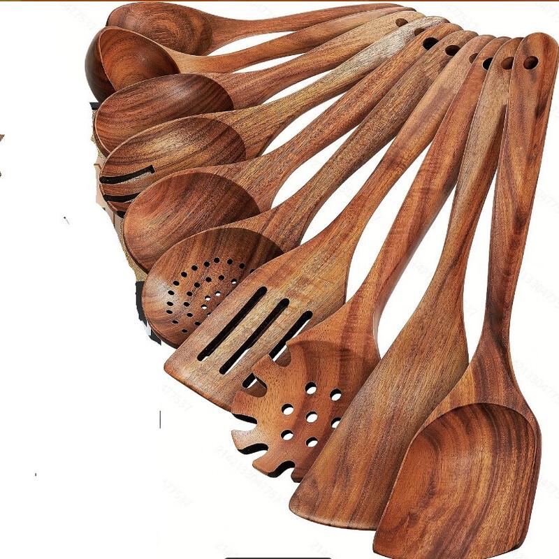ZISIZ 10-Piece Teak Kitchen Utensil Set
