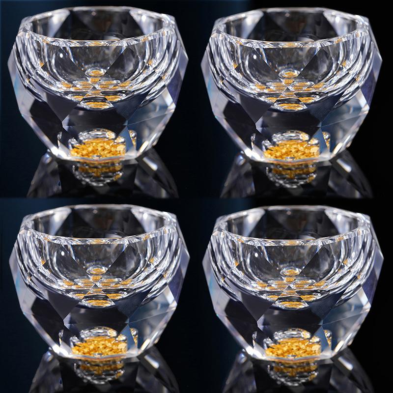 4ks 50ml Křišťálová fasetovaná sada sklenic na likér Vodka Whisky Sklenice na lihoviny Tyrkysová / Zlatá Pohár na víno Soju Brandy Barové náčiní