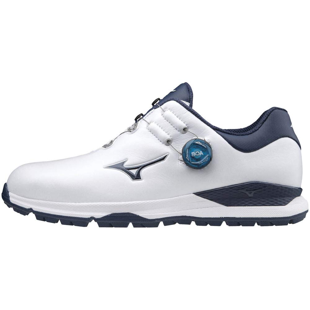

Mizuno Мужские гольф-туфли без шипов Genem 010 Boa, бело-темно-синие, 25.0 см, 3E