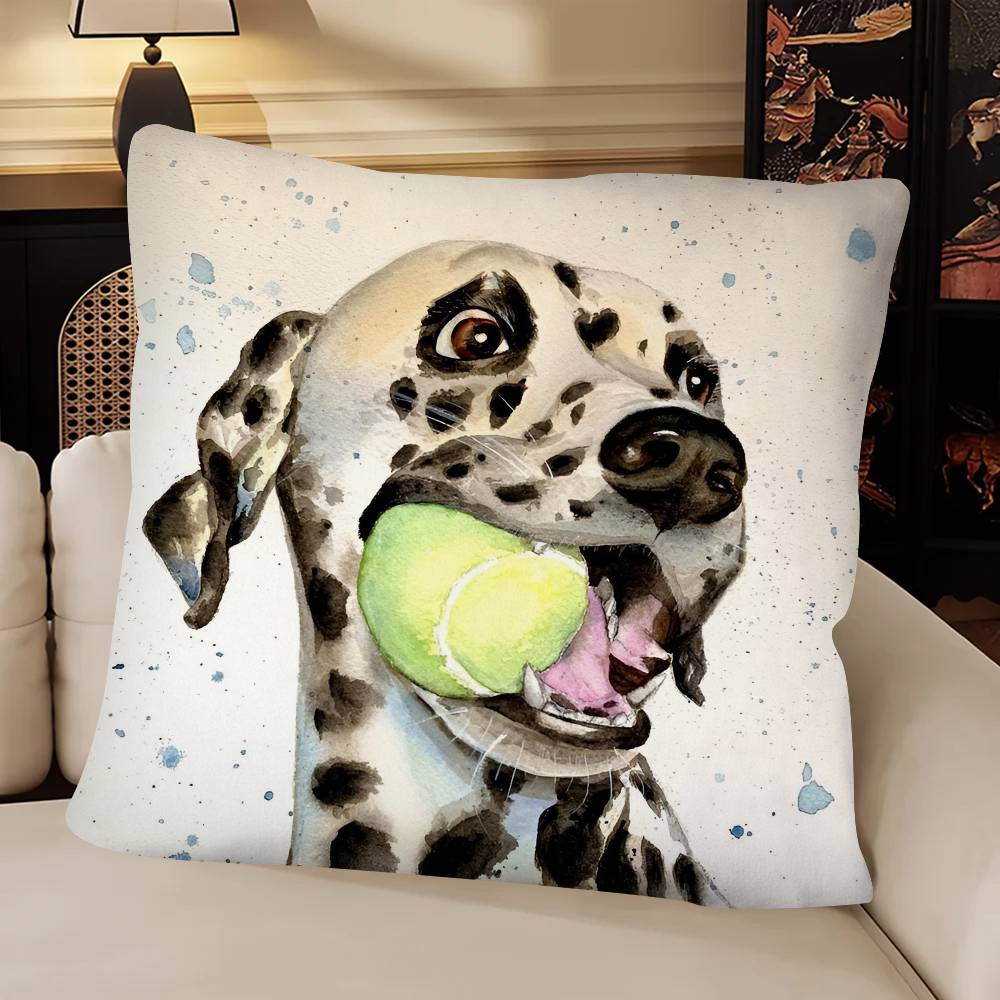 Watercolor Pet Dog Pillow Case Fashion Square Pillowcase Bedroom Sofa Room Ins Decoration Leisure