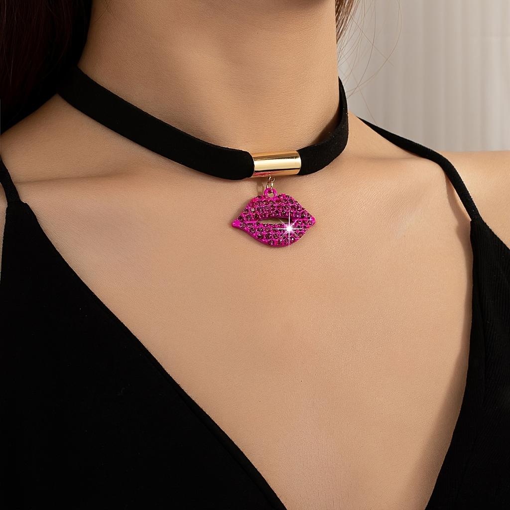 Fashion And Sexy Flaming Red Lips Necklace for Women