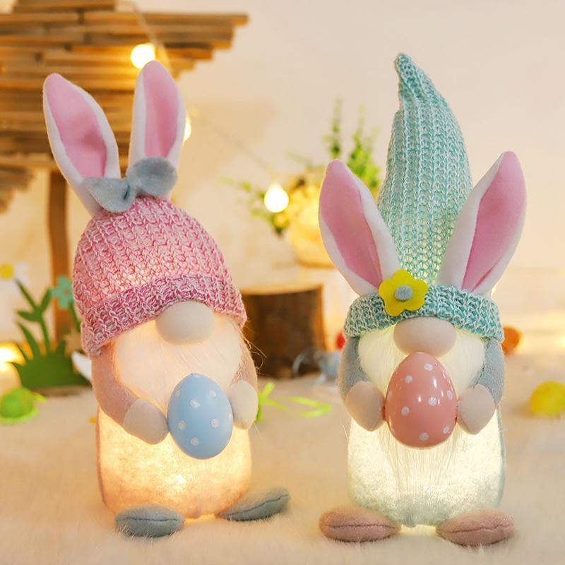 1 x Osterzwerg-Dekoration, leuchtende Plüsch-Ostergeschenke, Frühlings-Tischdekoration für Zuhause