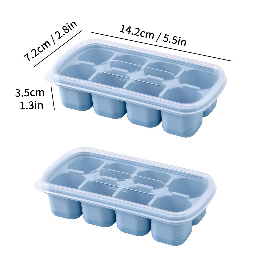 1/2/4pcs Square Plastic Ice Cube Tray With Lid 8 Grids Reusable Ice Cube Mold Refrigerator DIY Ice Maker Ice Mould For Drinks