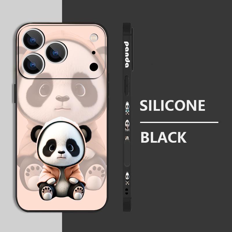 Für iPhone 17 Pro Max Hülle Orange Mantel Panda Muster Weiches Silikon Lanyard Hülle Für iPhone 16 Pro Max Hülle iPhone 15 14 13 12 11 16E Air