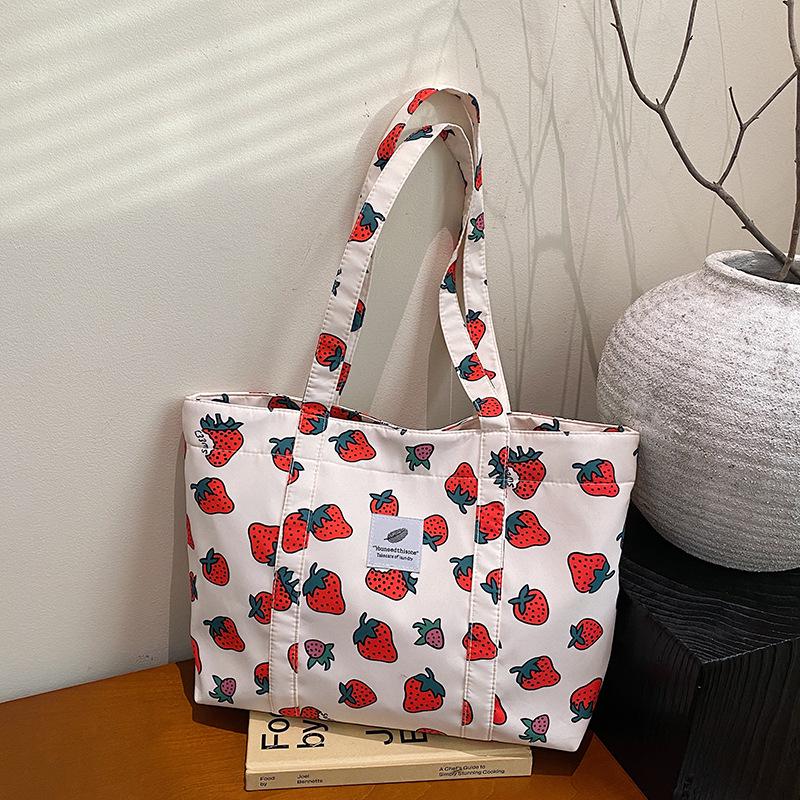 

2024 Trendy Korean-Style Women s Large Nylon Shoulder Tote with Print белый
