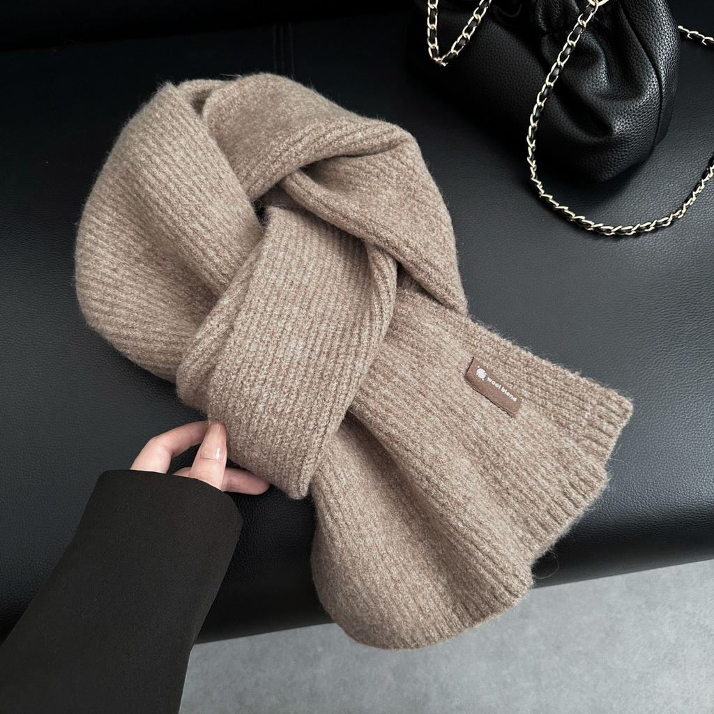 Romantic Solid Color High End New Small Scarf for Women in Winter Korean Atmosphere Student with Wool Scarf for Men