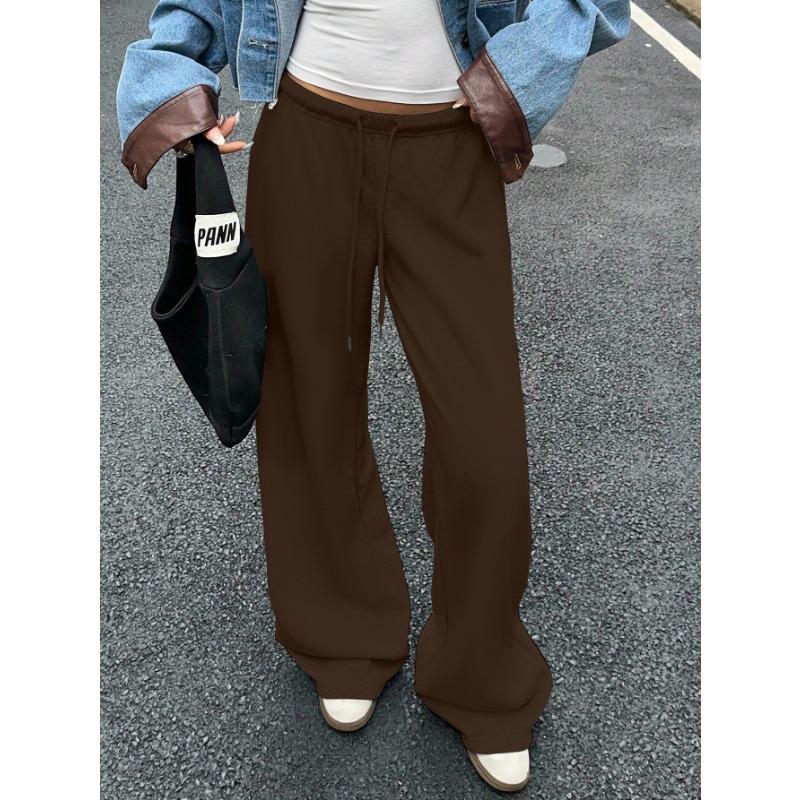 2025 Early Autumn New Style Retro Mid-low Waist Lazy Style Sweatpants Versatile Drapey Sports Casual Pants