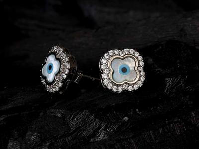 Evil Eye Earrings | Real 925 Silver Jewelry | Protection Earrings Evil Eye Studs | Silver Evil Eye Earrings