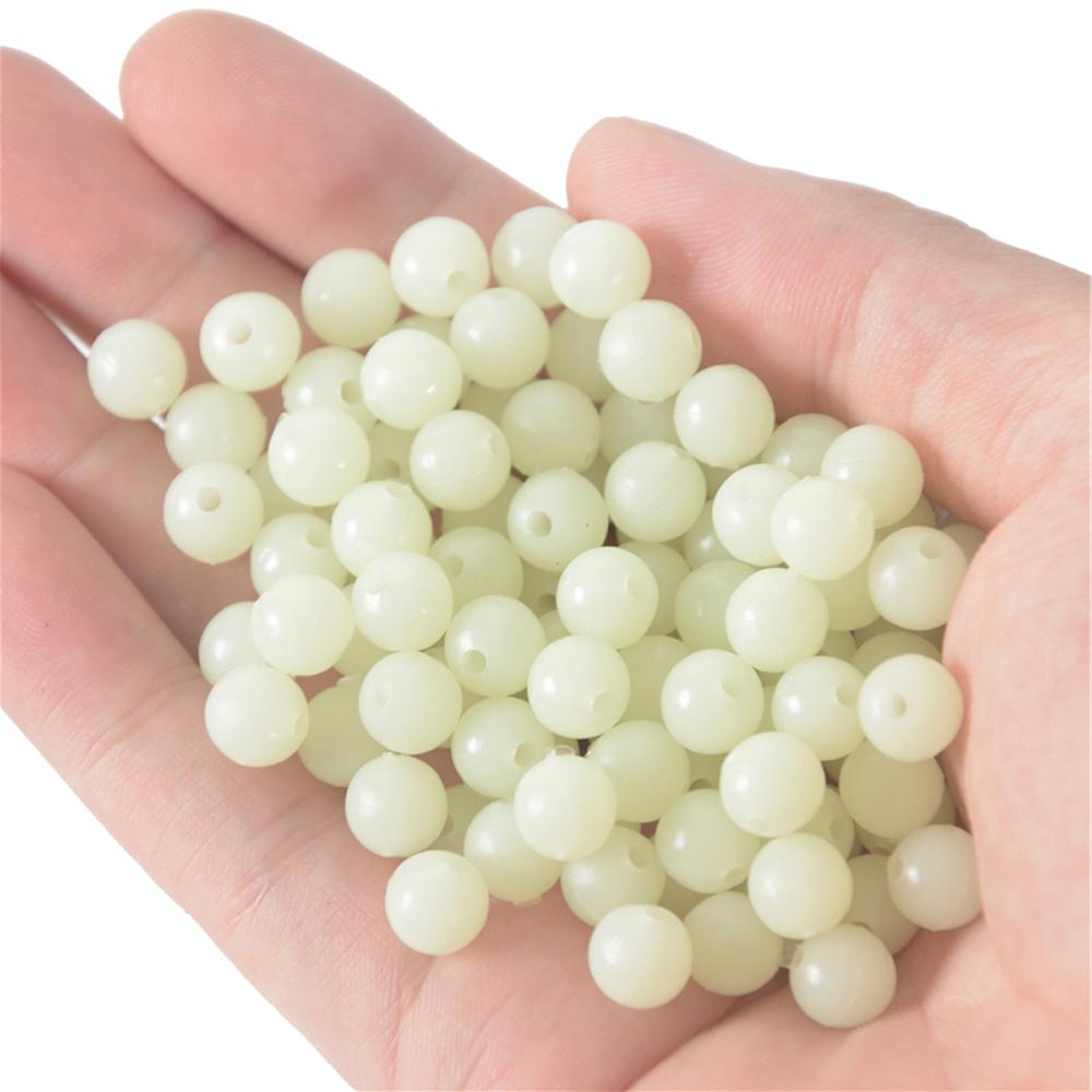 200pcs Round Soft Rubber Luminous Fishing Space Beads Glow Fluorescent In Dark 4-12mm More Size Choose Fishing Lure Bead Tools