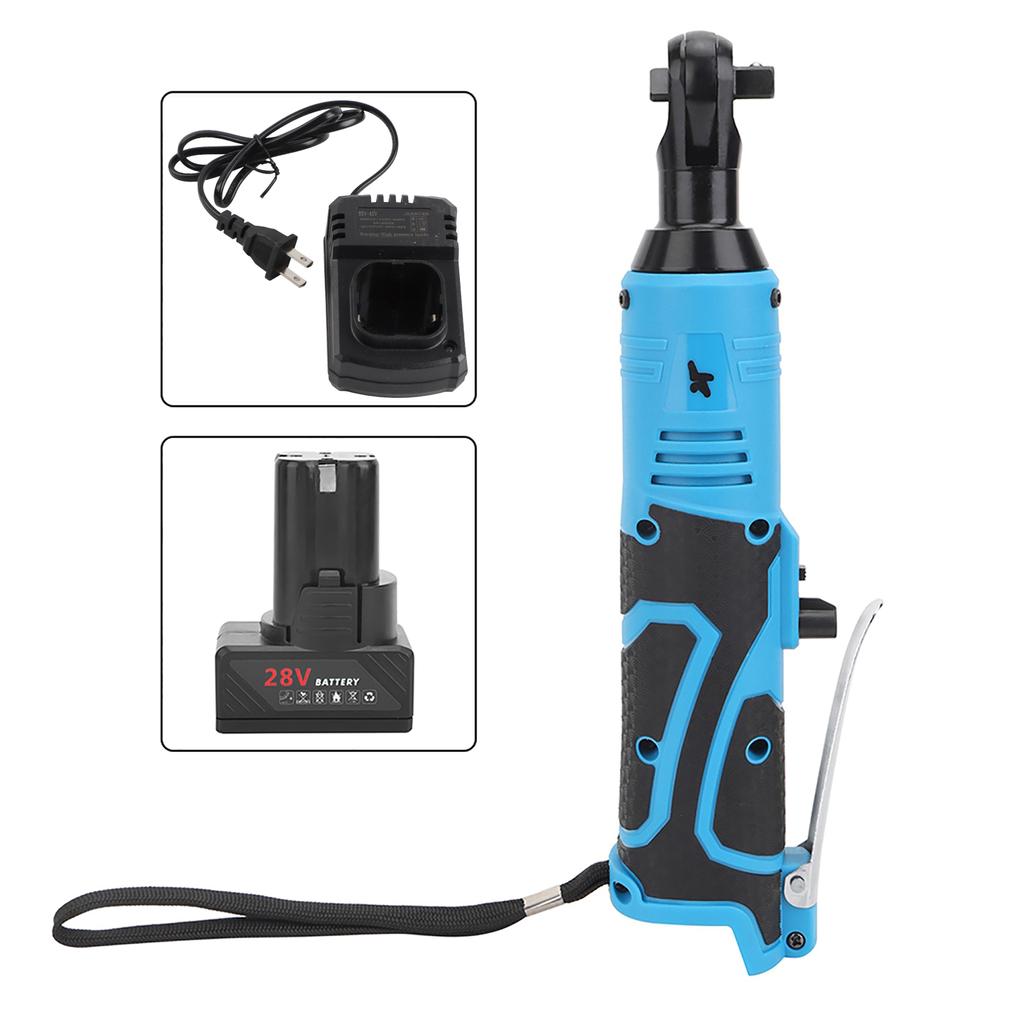 28V Elektrischer Winkelratschenschlüssel Akku-Ratsche Kabellos Wiederaufladbares Elektrowerkzeug
