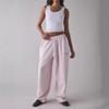 Women's Elastic Waist Straight Leg Long Pants Embroidered Loose Fit Casual Trousers