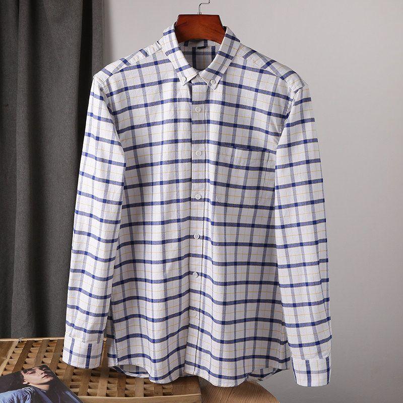 Gok Pure Cotton! Oxford Cloth Shirt! Classic All-Match! Foreign Trade Men's Factory Tail Goods Plaid Long sleeve Shirts Tide