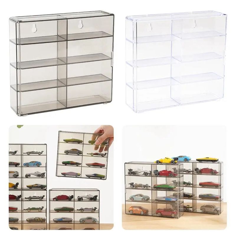 A84X-1:64 For Hot Wheel Display Box Car Model Cabinet Rack For Hotwheel Cars Diecast Storage Dustproof Display Box