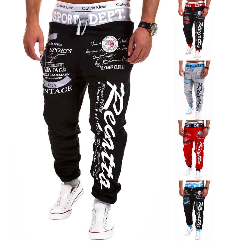 Euro-American Trendy Printed Men's Drawstring Pants - Autumn/Winter Fashion, Loose Fit, Sports Style