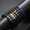 Fashion Mens Bracelet Black GlassBbeads Braclet Irregular Natural Tiger Eyes Sodalite Beaded Braslet Pulsera Hombre Accessories