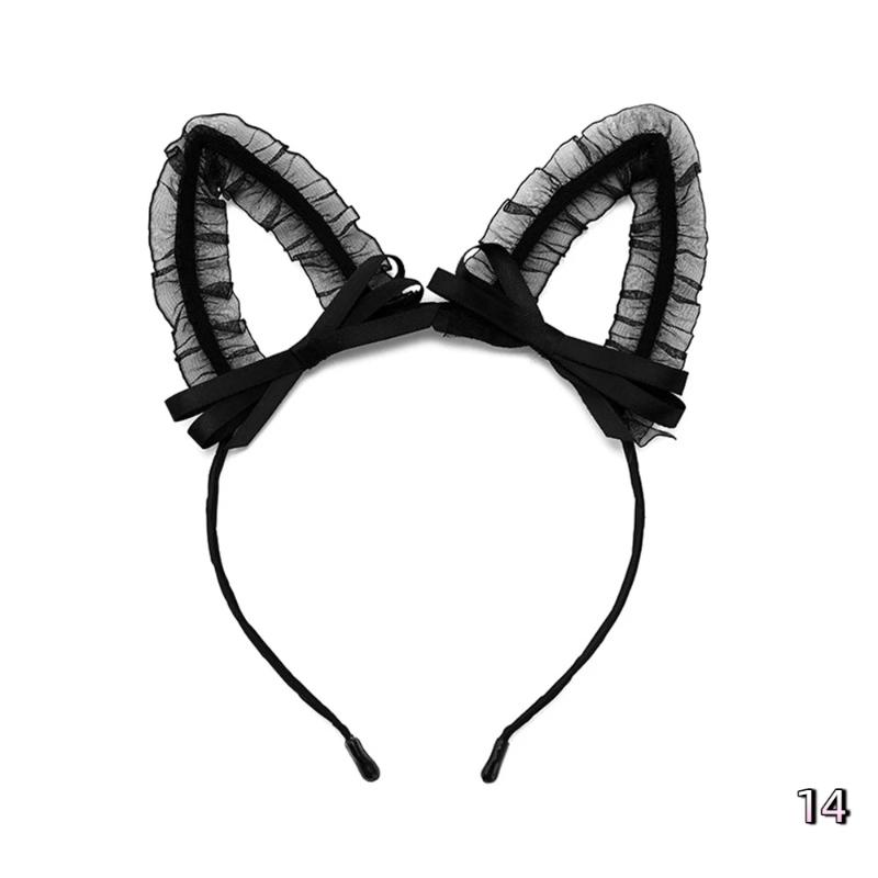 Sexy Bunny Ears And Cat Ear Rabbit Ear Hair Accessory Lace Feathe-r Headband for Women Cosplay Costume Party Headwear