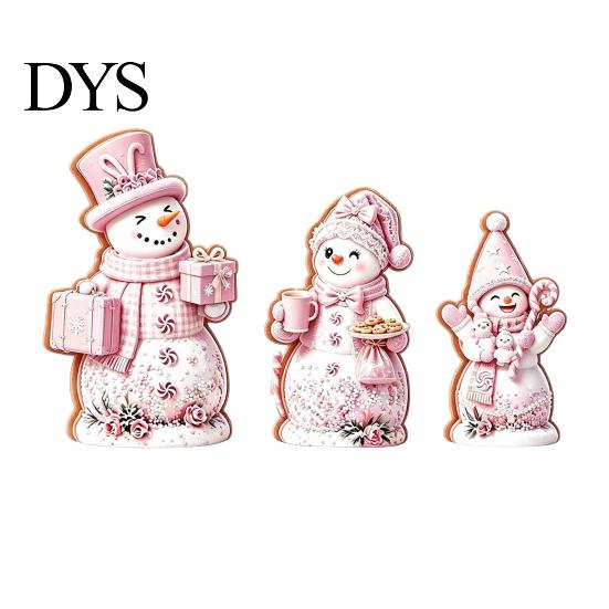 Rustic Holiday Ornaments 3PCS Christmas Snowman Wooden Ornaments, Decorative Cute Festive Figures, Tree Decorations High-definition Printing