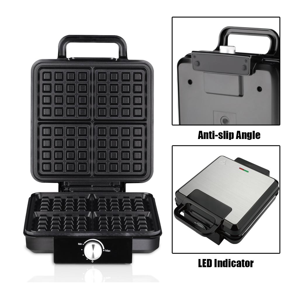 4-Slice 1500W Belgian Waffle Maker Double Heating Non-Stick Egg Cake Oven Pancake Egg Waffle Cake Machine Temperature Control