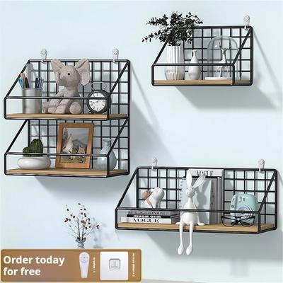 Estantes Creativos de Pared, Estantes de Almacenamiento Colgantes de Pared de Hierro para Dormitorio, Cestas de Almacenamiento, Estante Colgante, Organización del Hogar